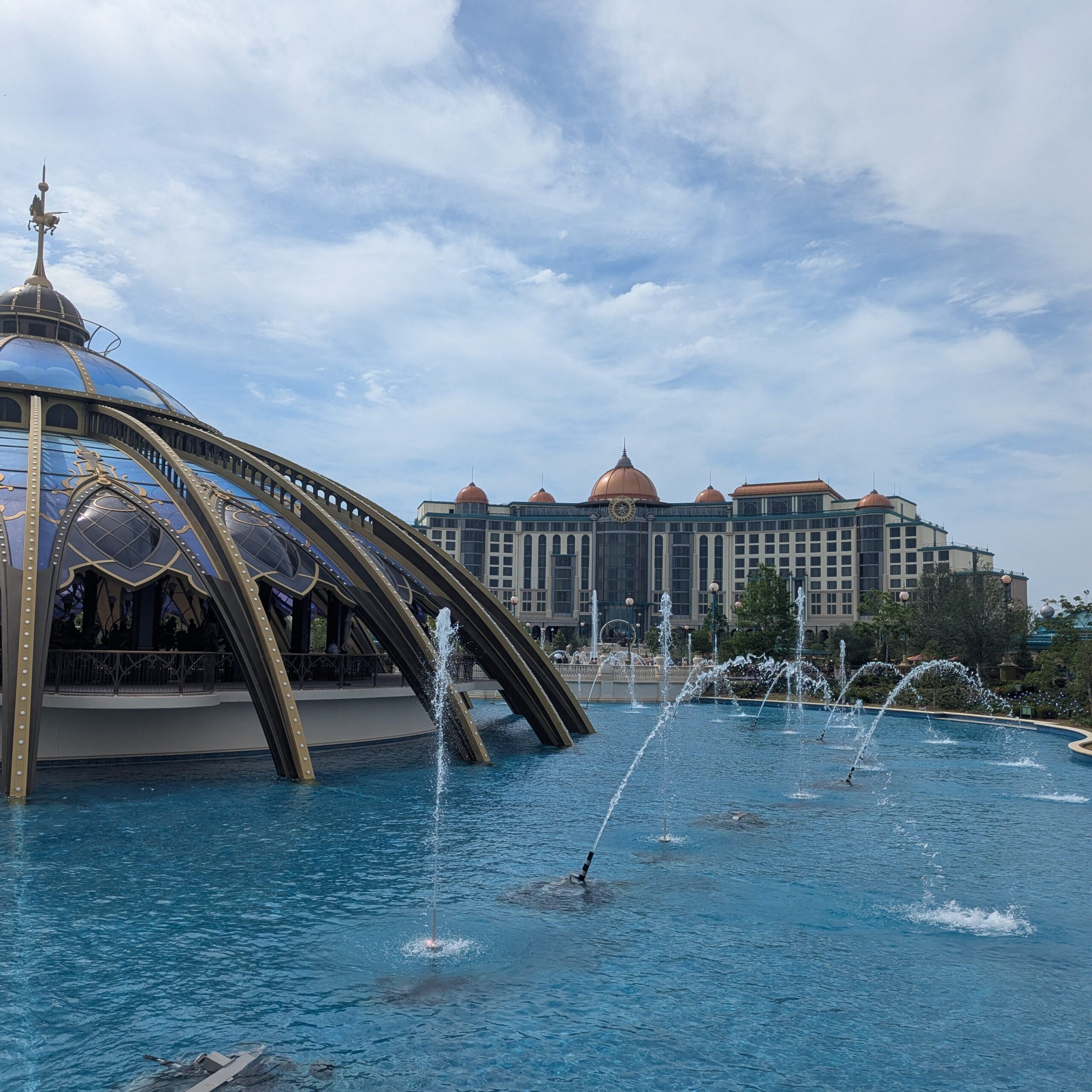 View of the constellation carousel and the Helios grand hotel in Epic universe