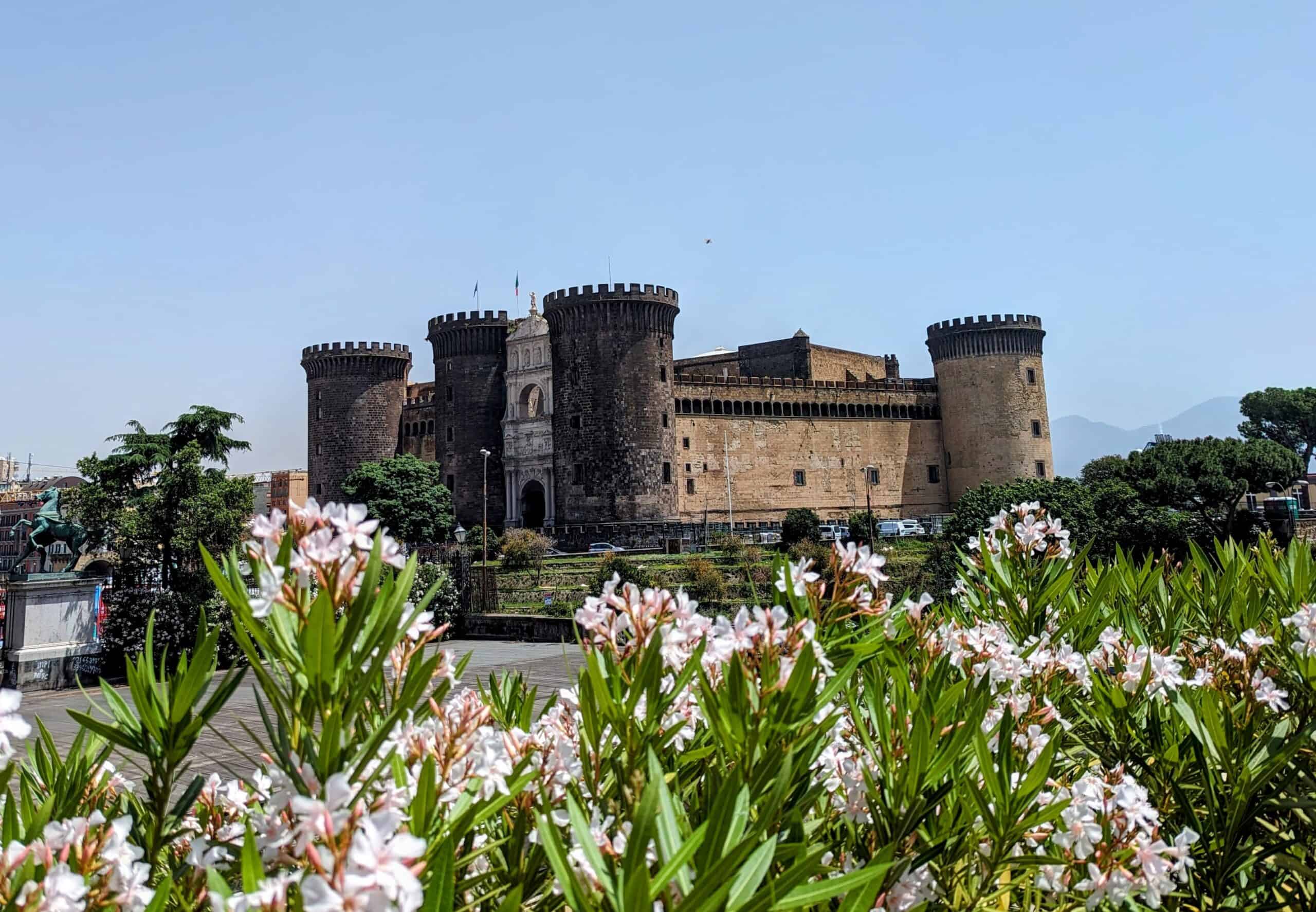 View of Castle Nuovo from the Royal Palace of Naples. 