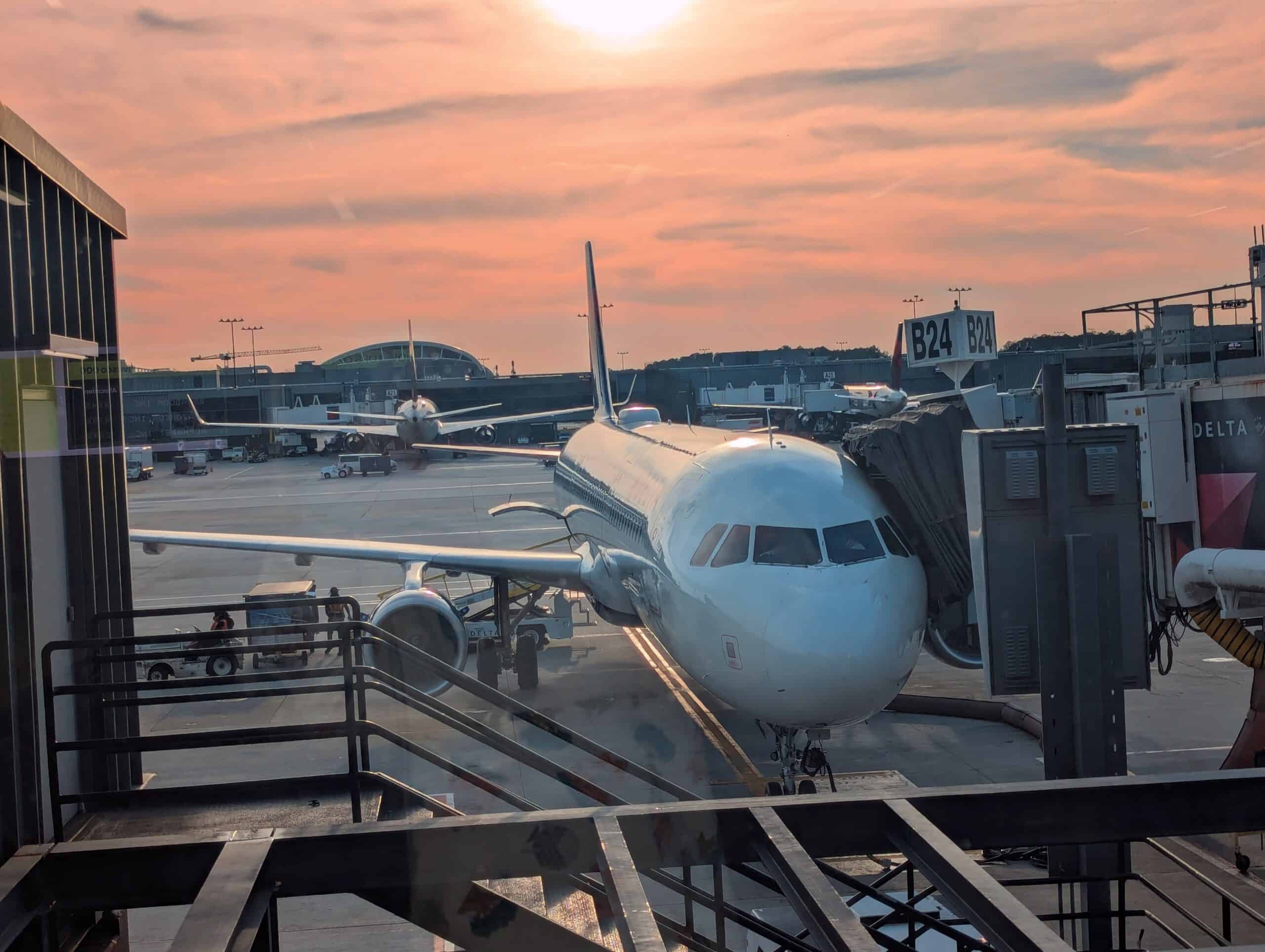 plan parked at the airport