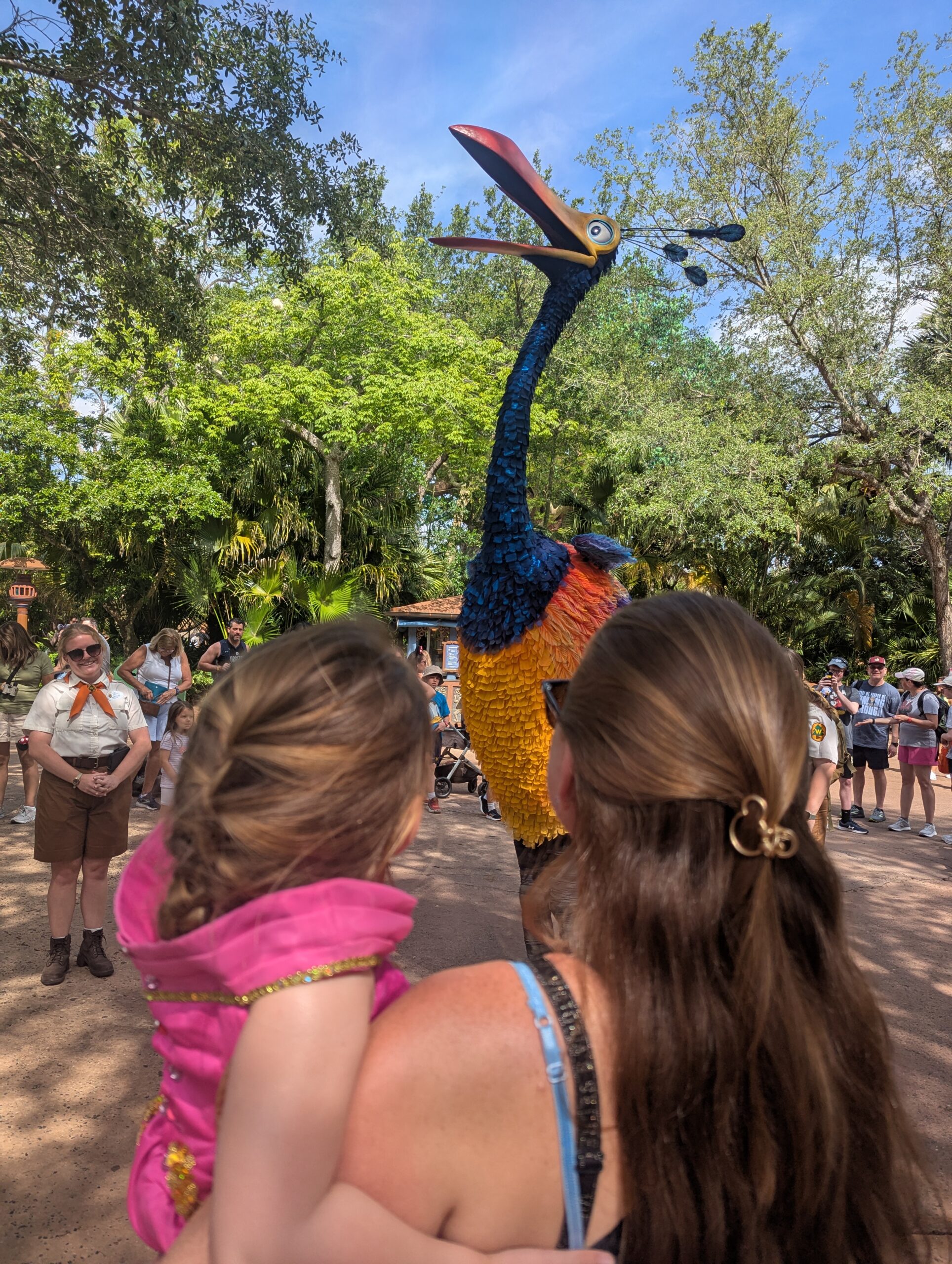 me and my daughter looking at Kevin at Animal Kingdom